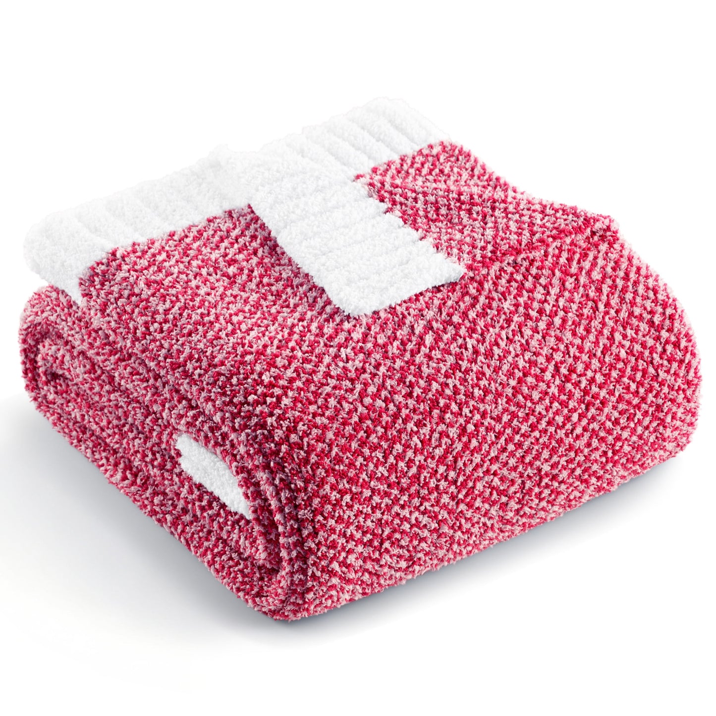 Exclusivo Mezcla Knit Blanket for Bed Twin Size, Ultra Soft Cozy Fluffy Blanket, Lightweight Fuzzy Throw for Couch and Bed, Mixed Red, 60"x80"