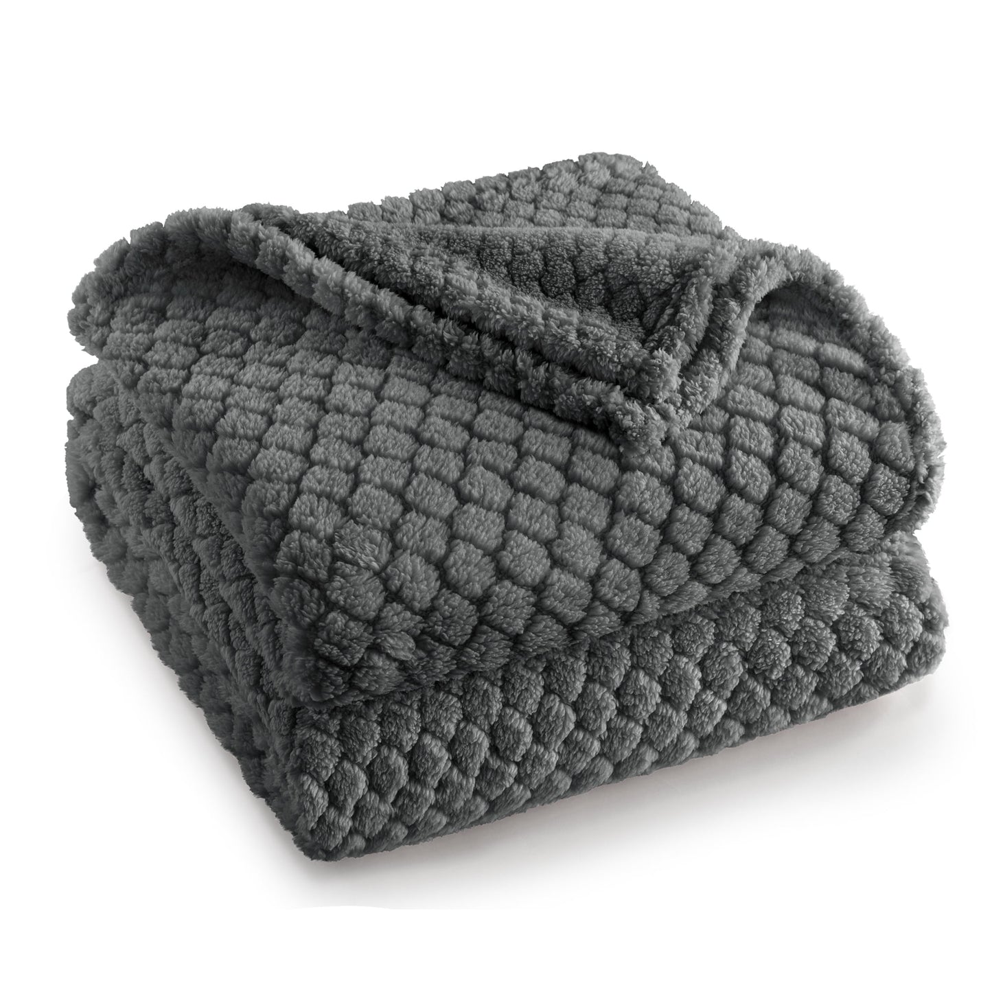 Exclusivo Mezcla Fleece Throw Blanket for Couch, Super Soft Jacquard Bed Blanket, Lightweight Fuzzy Warm for All Seasons, 50x60 Inches, Dark Grey