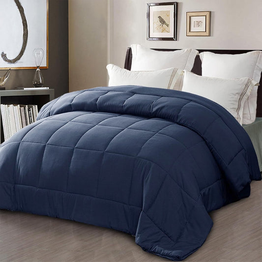 Exclusivo Mezcla King Comforter Set Navy Blue, 3-Piece Solid Comforter Duvet Insert with Corner Tabs, Lightweight Bedding Down Alternative Comforter for All Seasons