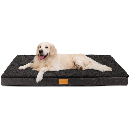 Exclusivo Mezcla Orthopedic Pet Bed for Extra Large Dogs, 56"X40" Black Dog Beds, Removable Washable Cover