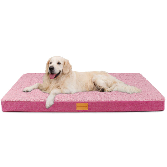 Exclusivo Mezcla Orthopedic Pet Bed for Extra Large Dogs, 56"X40" Pink Dog Beds, Removable Washable Cover