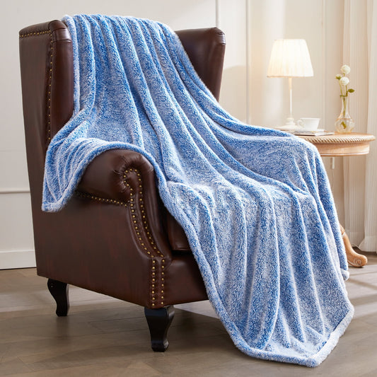 Exclusivo Mezcla Plush Extra Large Fleece Throw Blanket for Couch, Bed and Sofa (50x70 inches,Mixed Cobalt Blue) Soft, Warm, Lightweight