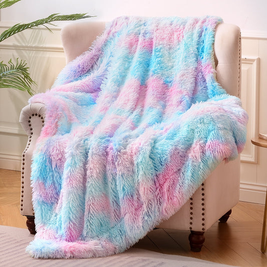 Exclusivo Mezcla Super Soft Fuzzy Faux Fur Throw Blanket, Fluffy Plush Cozy Reversible Shaggy Sherpa Fleece Blankets and Warm Throws for Couch Sofa Bed, 50x60 inches, Aqua