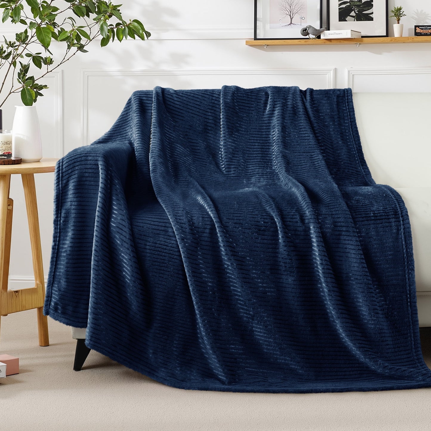 Exclusivo Mezcla Soft Throw Blanket, 50"x60", Navy Blue