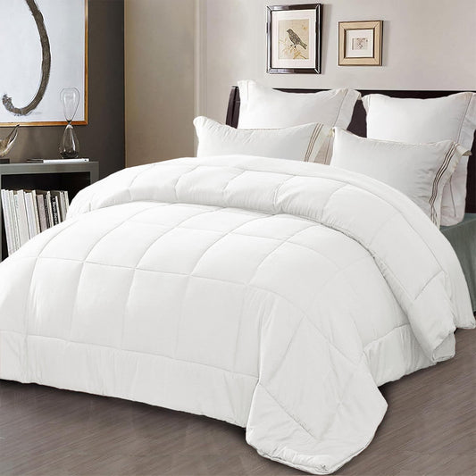 Exclusivo Mezcla Twin Comforter Set White, 3-Piece Solid Comforter Duvet Insert with Corner Tabs, Lightweight Bedding Down Alternative Comforter for All Seasons