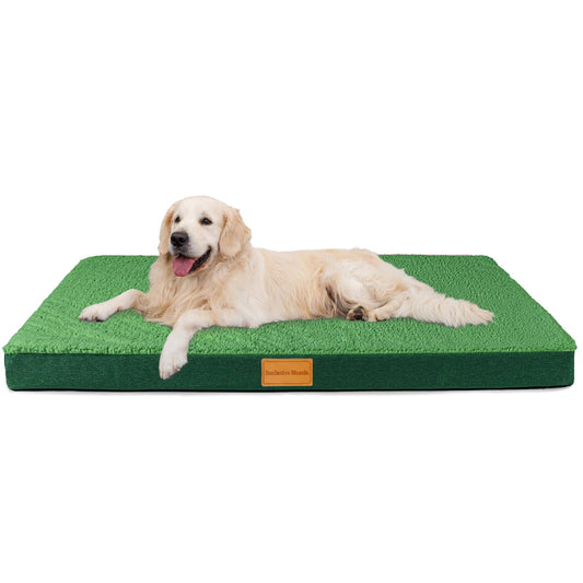 Exclusivo Mezcla Orthopedic Pet Bed for Large Dogs 42"X28", Waterproof Dog Beds with Removable Washable Cover, Green