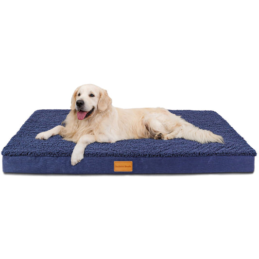 Exclusivo Mezcla Orthopedic Pet Bed for Large Dogs 42"X28", Waterproof Dog Beds with Removable Washable Cover, Navy Blue