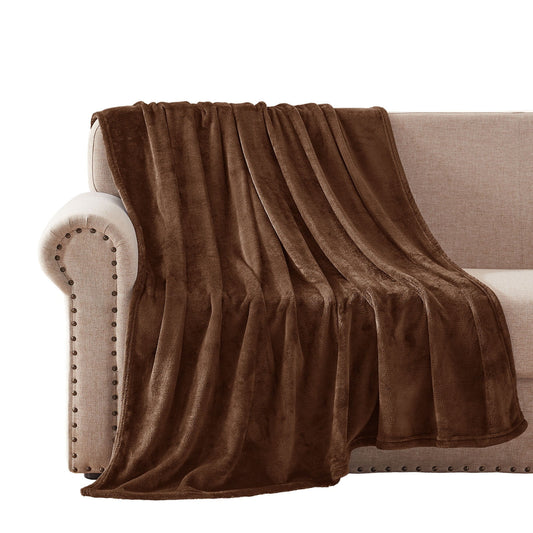 Exclusivo Mezcla Fleece Throw Blanket for Couch/Sofa/Bed,Plush Soft Blankets and Throws,Lightweight and Cozy-50" x 70" (Brown)