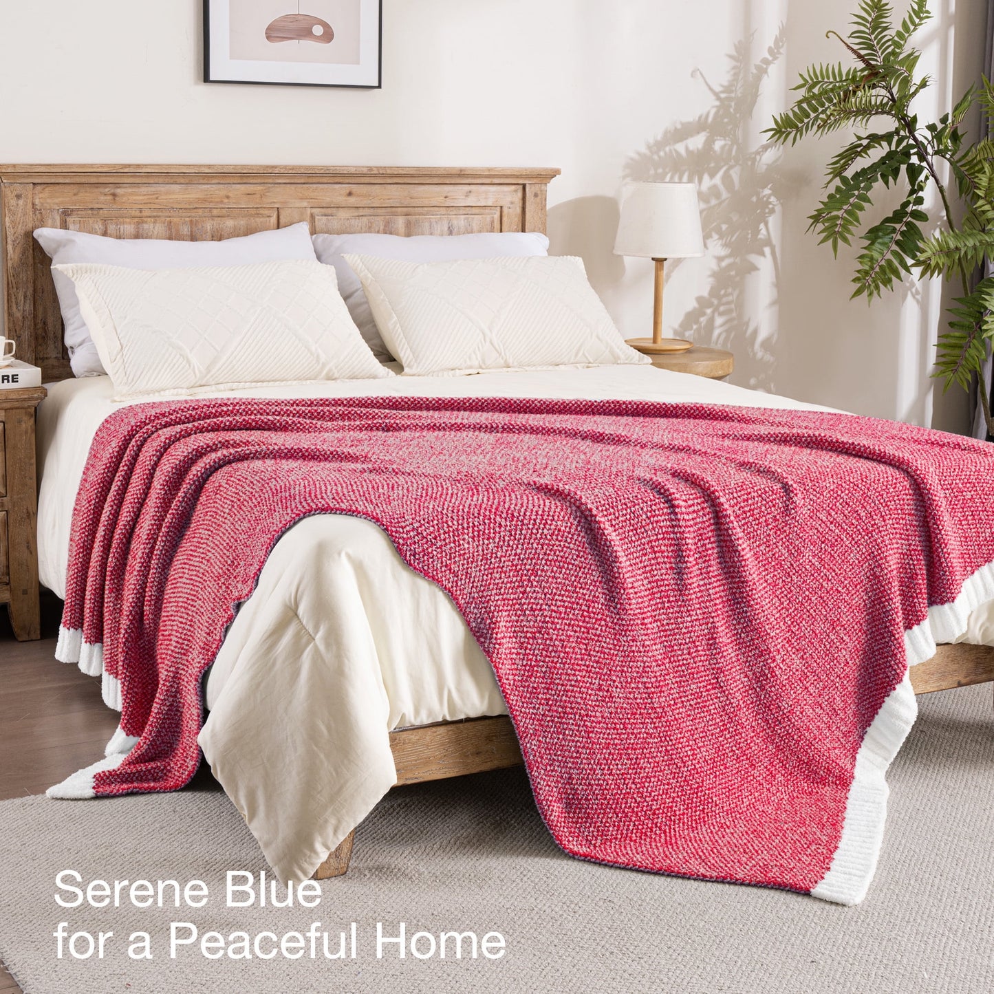 Exclusivo Mezcla Knit Blanket for Bed Twin Size, Ultra Soft Cozy Fluffy Blanket, Lightweight Fuzzy Throw for Couch and Bed, Mixed Red, 60"x80"