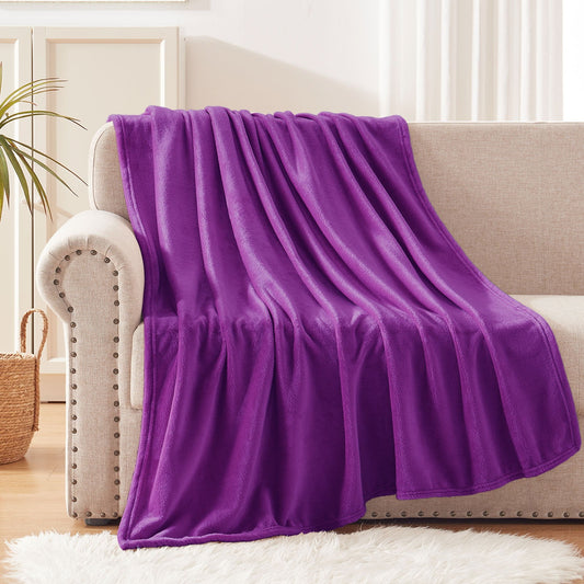 Exclusivo Mezcla Fleece Throw Blanket for Couch/Sofa/Bed,Plush Soft Blankets and Throws,Lightweight and Cozy-50" x 60" (Purple)