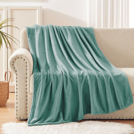 Exclusivo Mezcla Fleece Throw Blanket for Couch/Sofa/Bed,Plush Soft Blankets and Throws,Lightweight and Cozy-50" x 70" (Celadon)