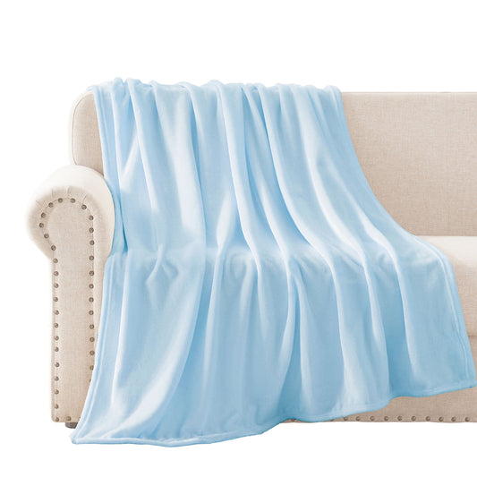 Exclusivo Mezcla Extra Large Fleece Throw Blanket for Couch, Sofa, 300GSM Super Soft and Warm Blankets, Ice Blue Throw All Season Use, Cozy, Plush, Lightweight, 50x70 Inches