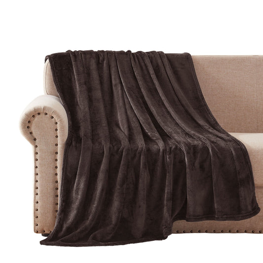 Exclusivo Mezcla Fleece Throw Blanket for Couch/Sofa/Bed,Plush Soft Blankets and Throws,Lightweight and Cozy-50" x 70" (Coffee)