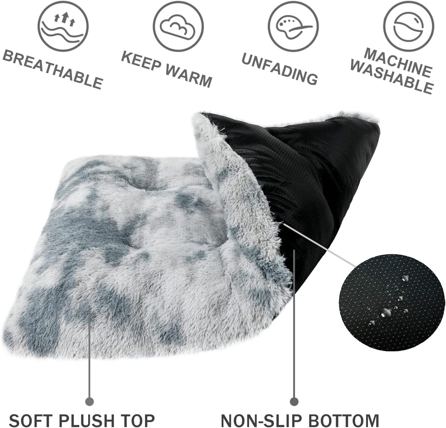 Exclusivo Mecla Soft Plush Dog Bed Crate Mat for Small Dogs (26*20*4 in), Faux Fur Fluffy Dog Pet Cat Kennel Pad with Anti-Slip Bottom, Machine Washable Gradient Grey