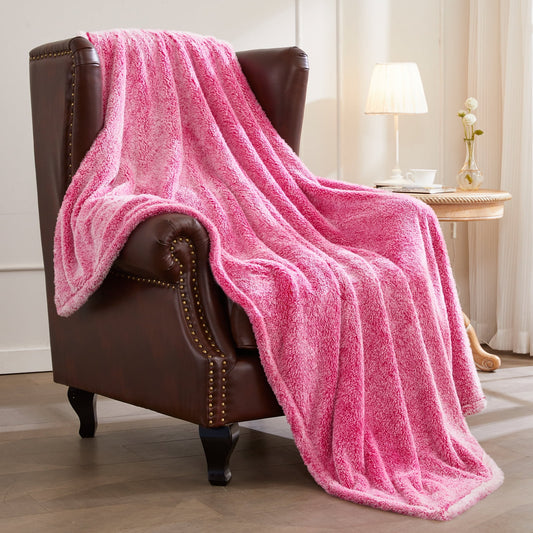 Exclusivo Mezcla Plush Extra Large Fleece Throw Blanket for Couch, Bed and Sofa (50x70 inches,Mixed Hot Pink) Soft, Warm, Lightweight