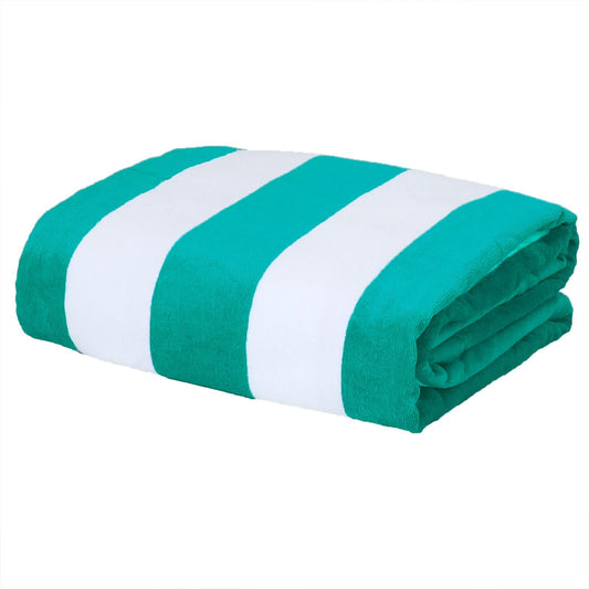 Exclusivo Mezcla Cotton Oversized 35"x70" Cabana Stripe Beach Towel, Super Absorbent Soft Plush Pool Towel, Bath Towel (Turquoise)