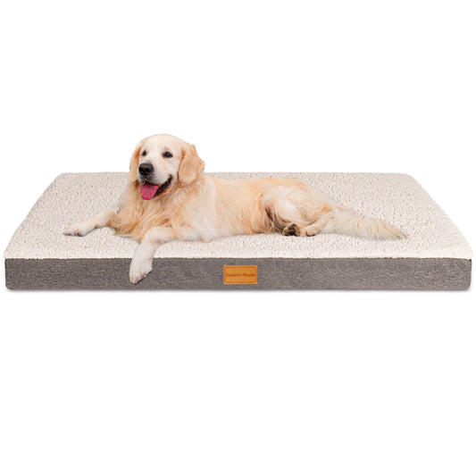 Exclusivo Mezcla Orthopedic Pet Bed for Large Dogs 42"X28", Waterproof Dog Beds with Removable Washable Cover, Ivory
