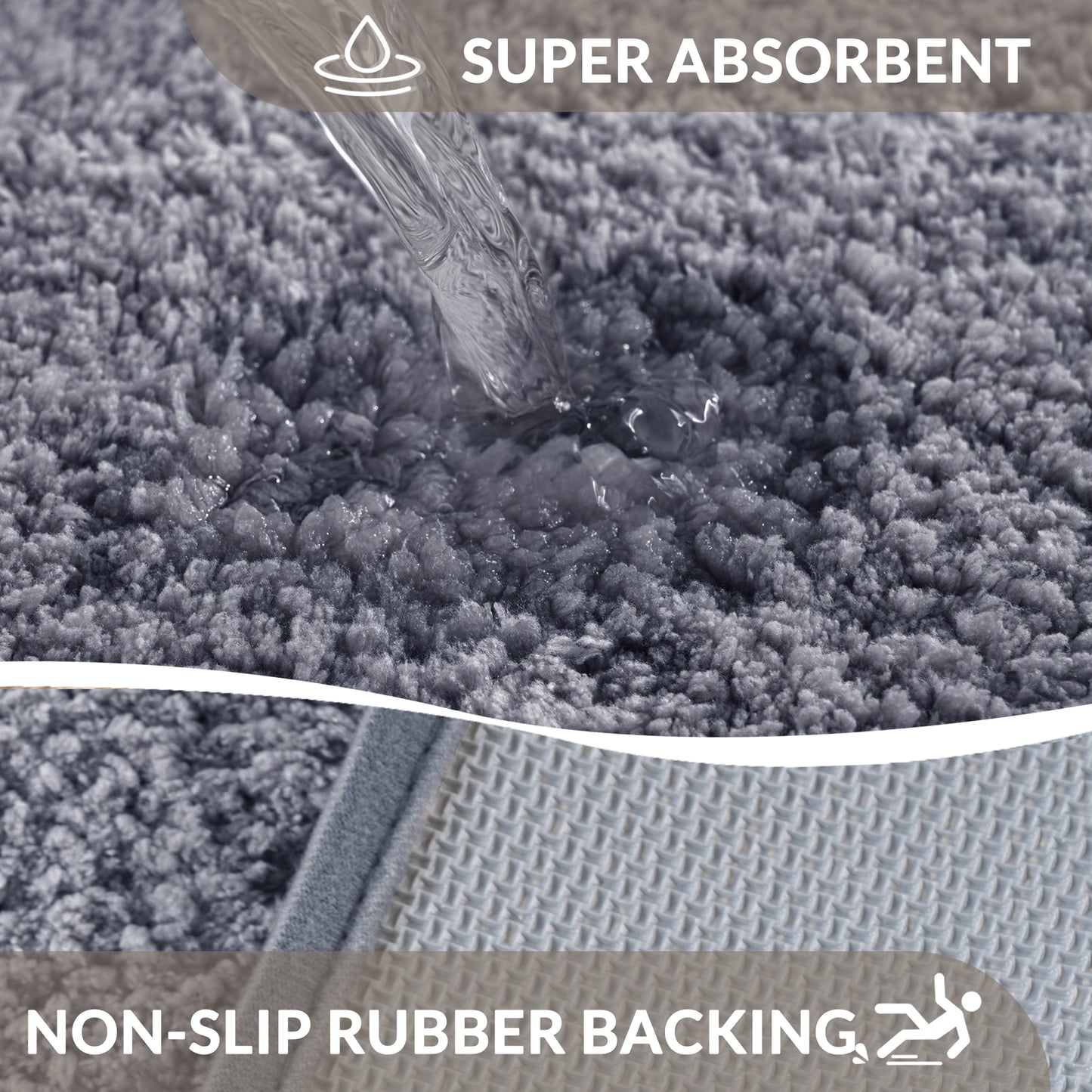 Exclusivo Mezcla Bathroom Rugs Mat 24x70, Extra Soft Non Slip Absorbent Water Microfiber Bath Rugs, Machine Washable Quick Dry Bath Mats for Bathroom Floor, Shower, Home Decor, Solid Grey