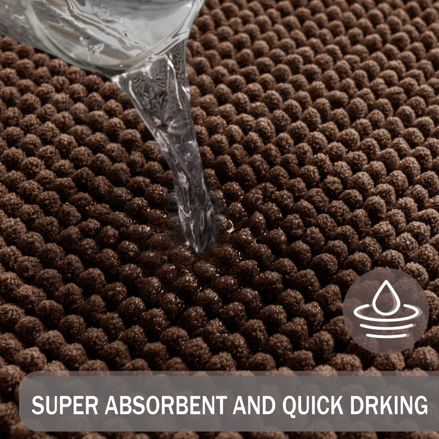 Exclusivo Mezcla Bathroom Rugs Mat 17x24, Extra Soft Absorbent Chenille Bath Rugs Mat, Quick Dry, Machine Washable Bath Mats for Bathroom Floor, Shower, Home Decor, Coffee