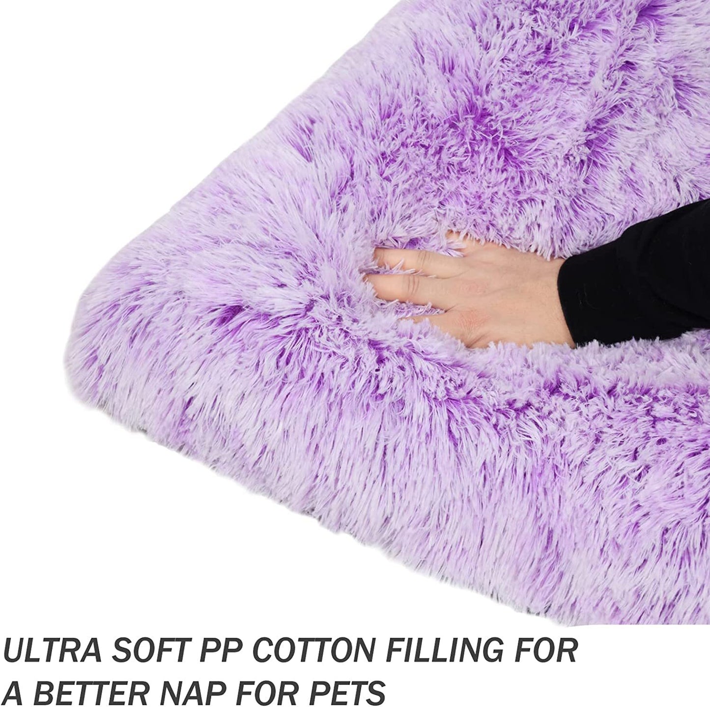 Exclusivo Mecla Soft Plush Dog Bed Crate Mat for Small Dogs (32*22*4 in), Faux Fur Fluffy Dog Pet Cat Kennel Pad with Anti-Slip Bottom, Machine Washable Gradient Purple