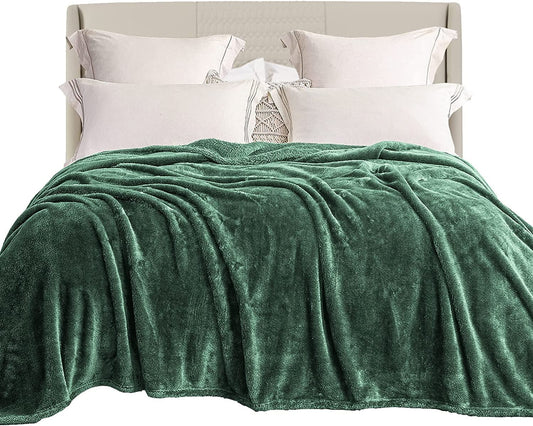 Exclusivo Mezcla Plush Fuzzy Fleece Queen Size Bed Blanket, Super Soft Fluffy and Thick Blankets for Travel Bed and Couch (Celadon, 90x90 inches)
