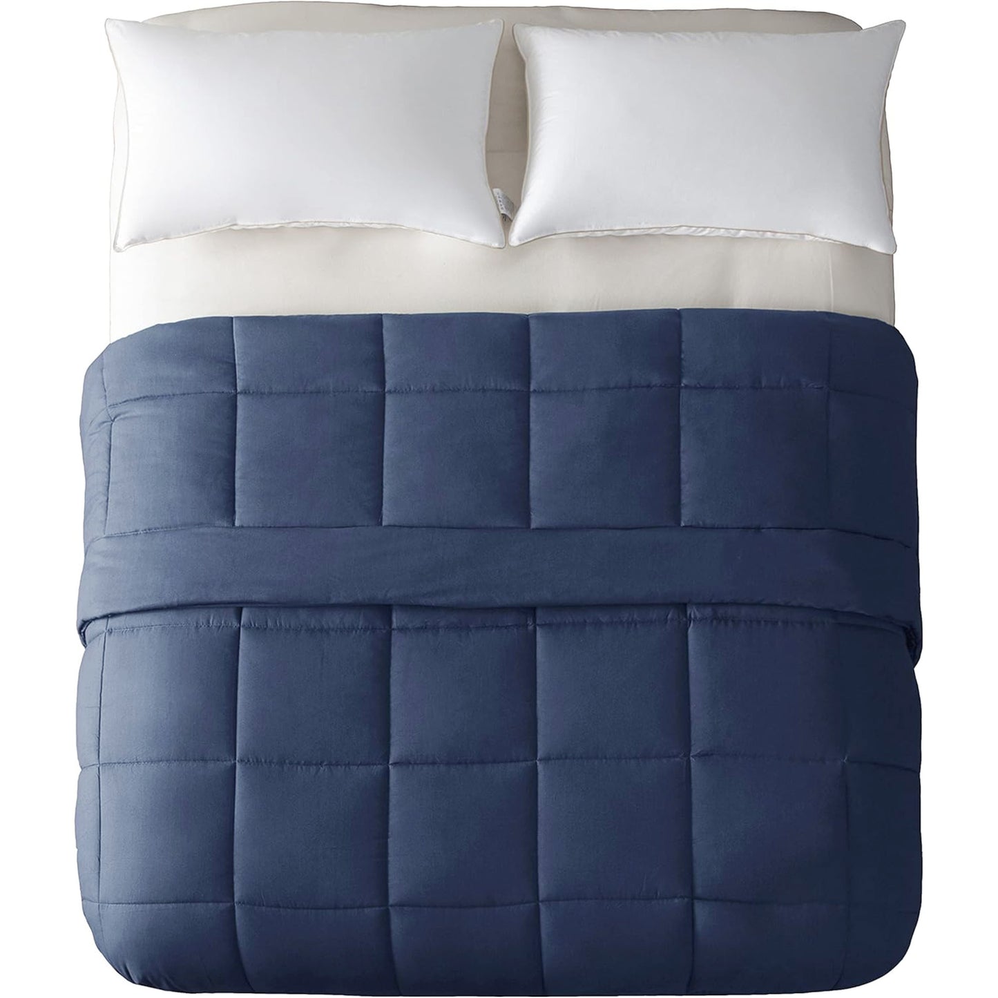 Exclusivo Mezcla Queen Comforter Set Navy Blue, 3-Piece Solid Comforter Duvet Insert with Corner Tabs, Lightweight Bedding Down Alternative Comforter for All Seasons