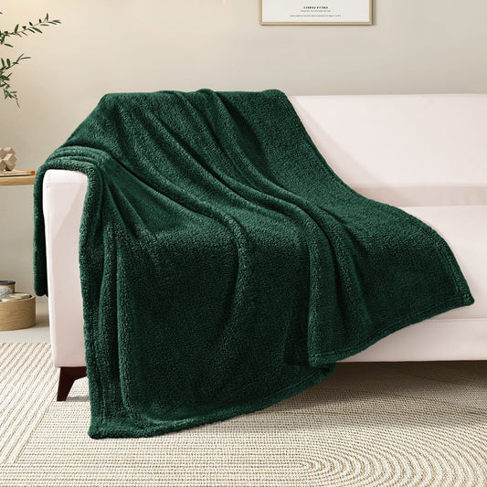 Exclusivo Mezcla Soft Fleece Throw Blanket for Couch, Super Soft Velvet Plush Bed Blanket, Fuzzy Cozy Blankets for All Seasons, 50x60 Inches, Forest Green Blanket