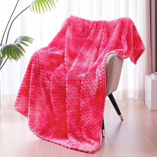 Exclusivo Mezcla Large Soft Fleece Throw Blanket, 50x70 Inches Stylish Jacquard Throw Blanket for Couch, Cozy, Warm, Lightweight and Decorative Hot Pink Blanket