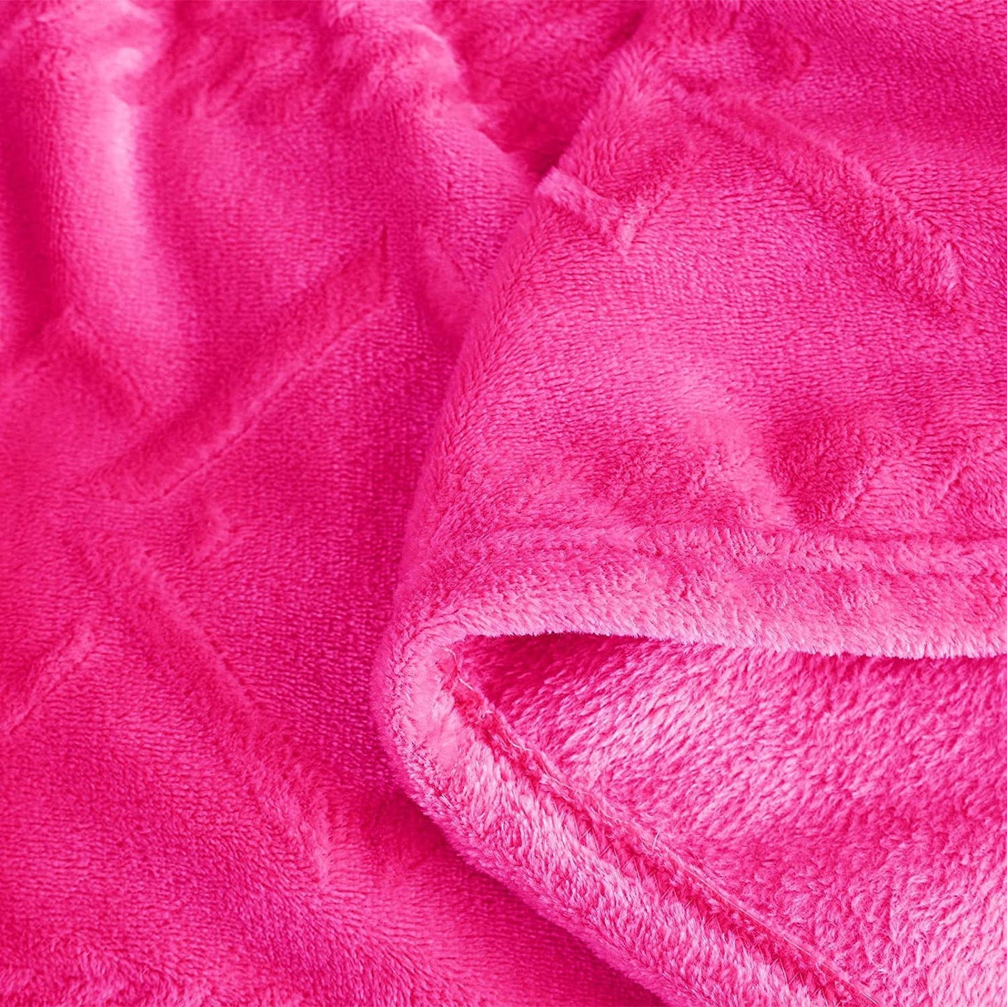 Exclusivo Mezcla King Size Soft Bed Blanket, Warm Fuzzy Luxury Bed Blankets, Decorative Geometry Pattern Plush Throw Blanket for Bed, 90"x104", Hot Pink