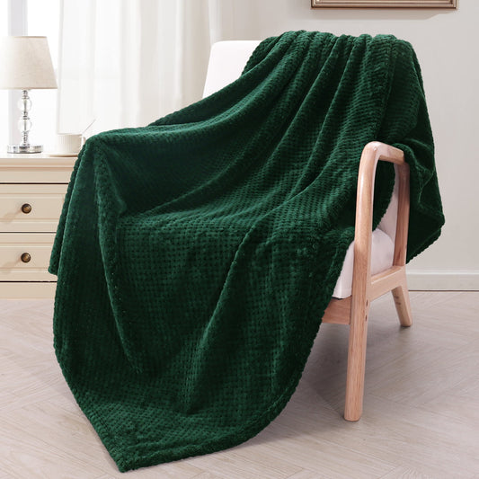Exclusivo Mezcla Waffle Textured Extra Large Fleece Blanket, Super Soft and Warm Throw Blanket for Couch, Sofa and Bed (Forest Green, 50x70 inches)-Cozy, Fuzzy and Lightweight