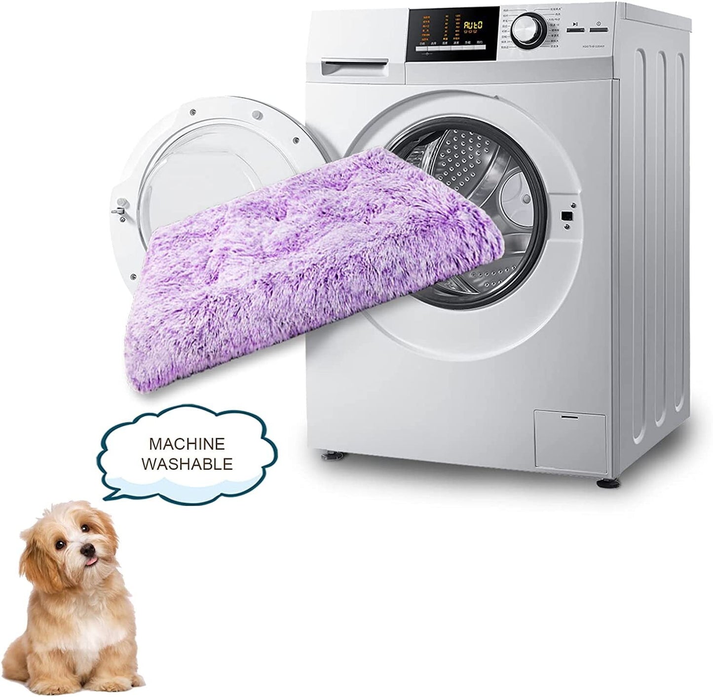 Exclusivo Mecla Soft Plush Dog Bed Crate Mat for Small Dogs (26*20*4 in), Faux Fur Fluffy Dog Pet Cat Kennel Pad with Anti-Slip Bottom, Machine Washable Gradient Purple