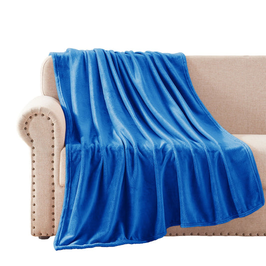 Exclusivo Mezcla Large Throw Blanket Fleece Plush Soft for Bedding, 50" x 70", Blue