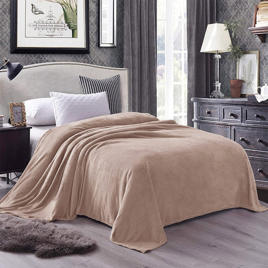 Exclusivo Mezcla Fleece Blanket Twin Size for Bed, Super Soft and Warm, All Season Use, Cozy, Plush, Lightweight, 60x80 Inches Camel