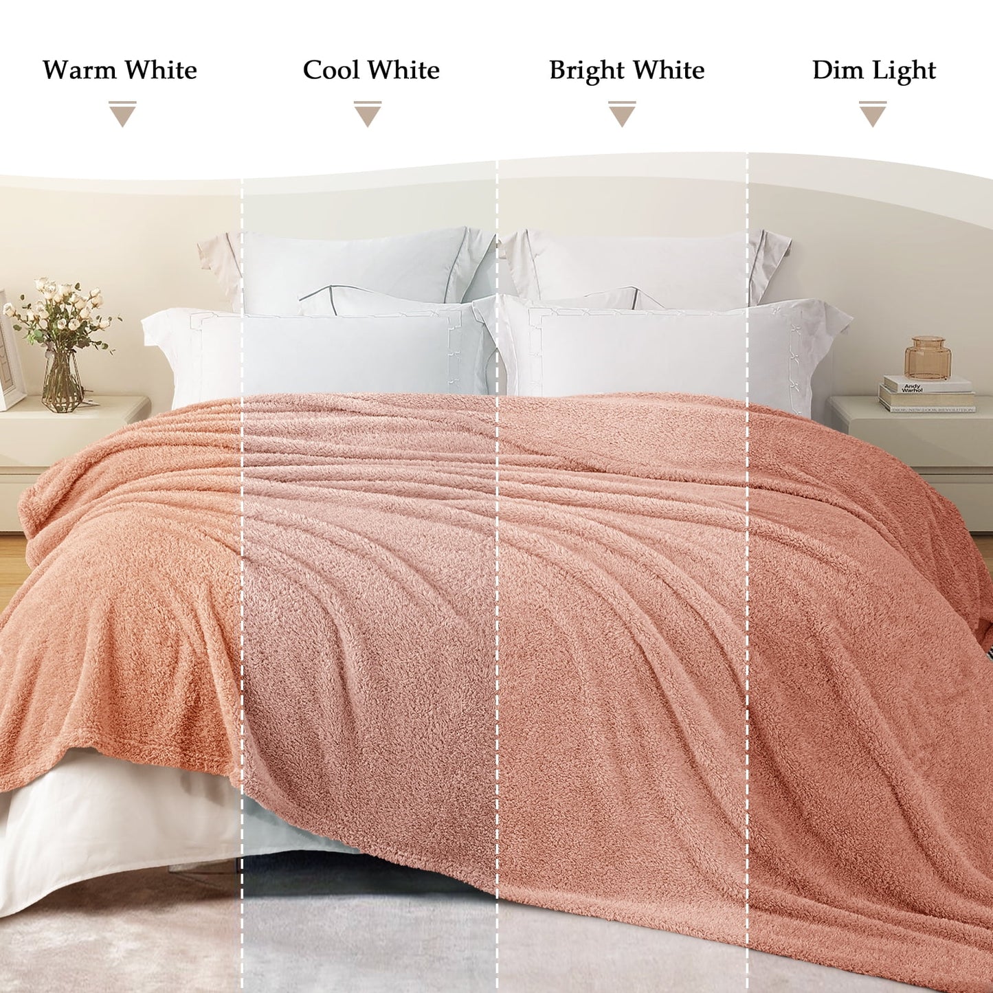 Exclusivo Mezcla Fuzzy Fleece Bed Blanket, Lightweight Fluffy Solid Velvet Blankets Twin Size Suitable for All Seasons, 60x80 Inches, Dusty Pink