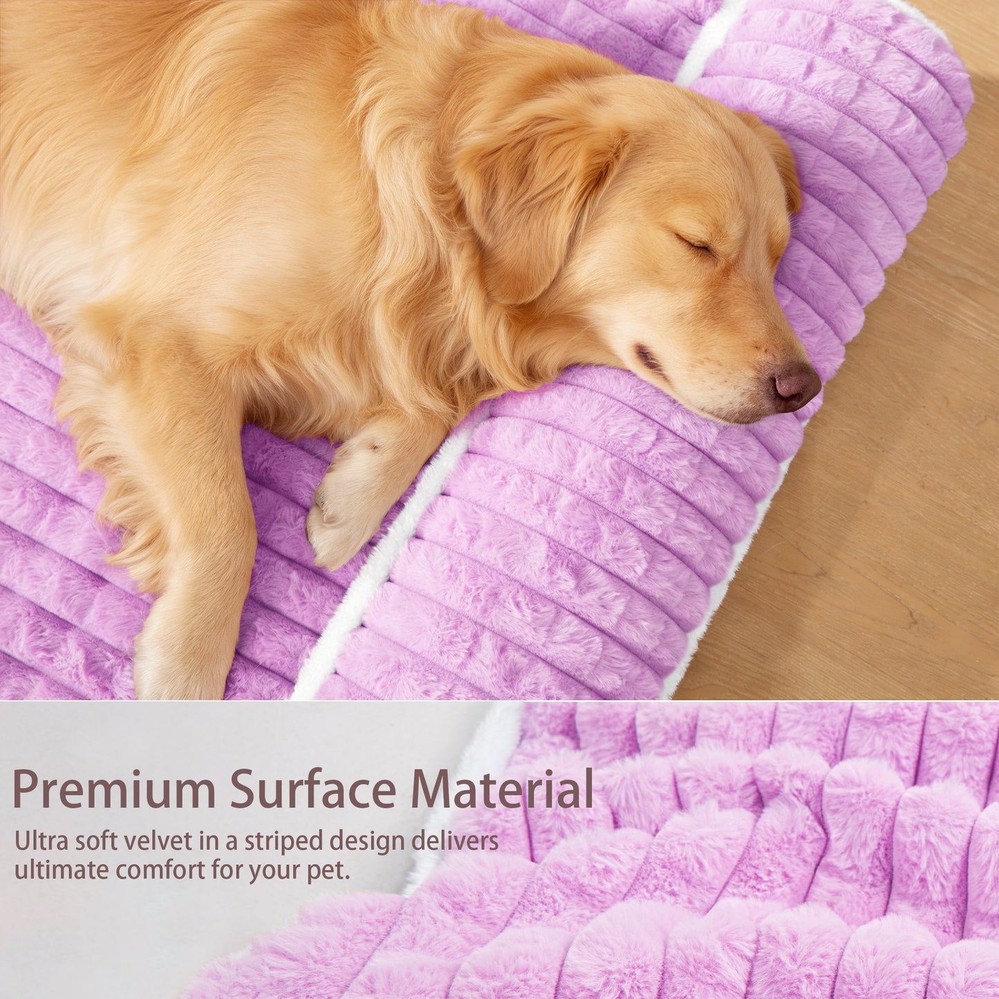 Exclusivo Mezcla Orthopedic Dog Bed with Head Pillow for Large Dogs, Removable and Machine-Washable Cover, 42"X28", Purple