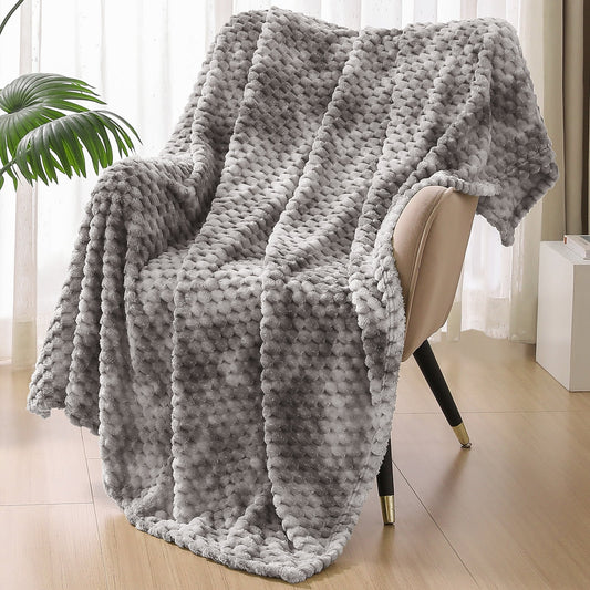 Exclusivo Mezcla Extra Large Soft Fleece Throw Blanket, 50x70 Inches 3D Clouds Stylish Jacquard Throw Blanket for Couch, Cozy Soft Lightweight for All Season, Tie-dye Grey Blanket