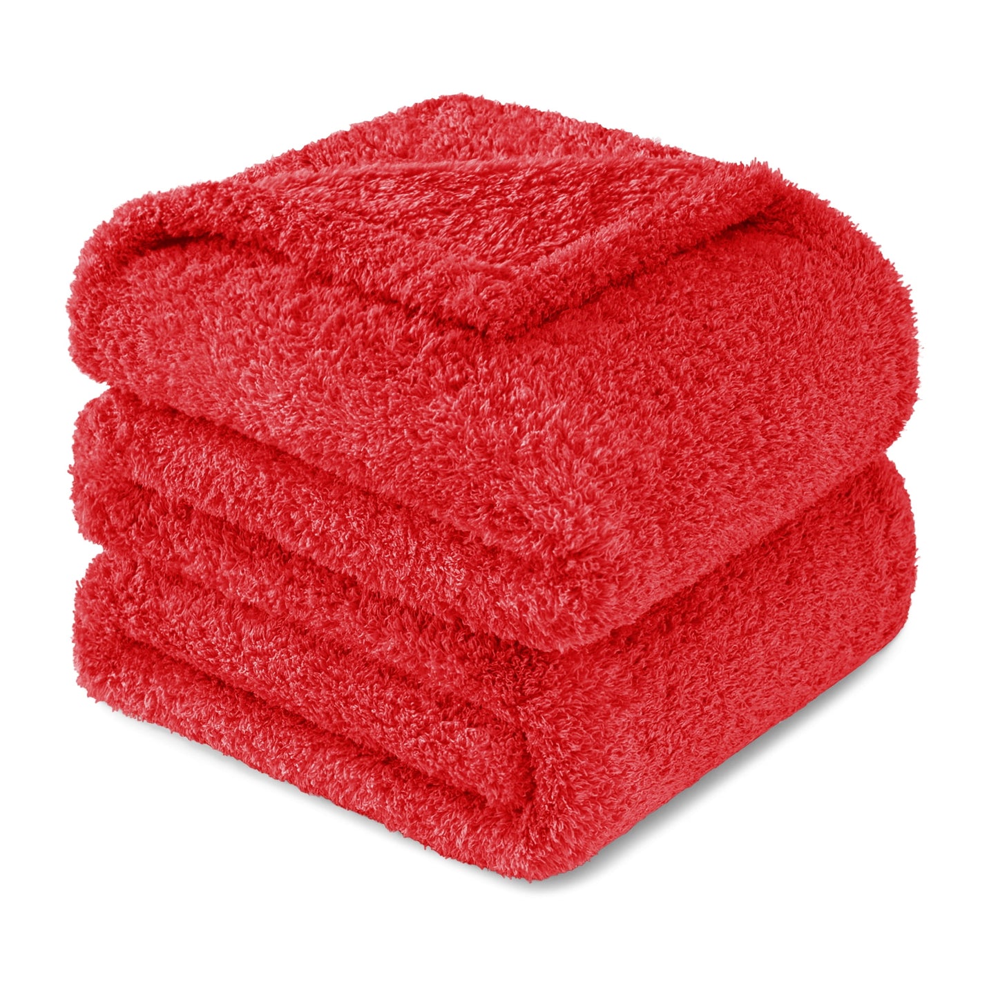 Exclusivo Mezcla Fuzzy Fleece Bed Blanket, Lightweight Fluffy Solid Velvet Blankets King Size, Suitable for All Seasons, 90x104 Inches, Red