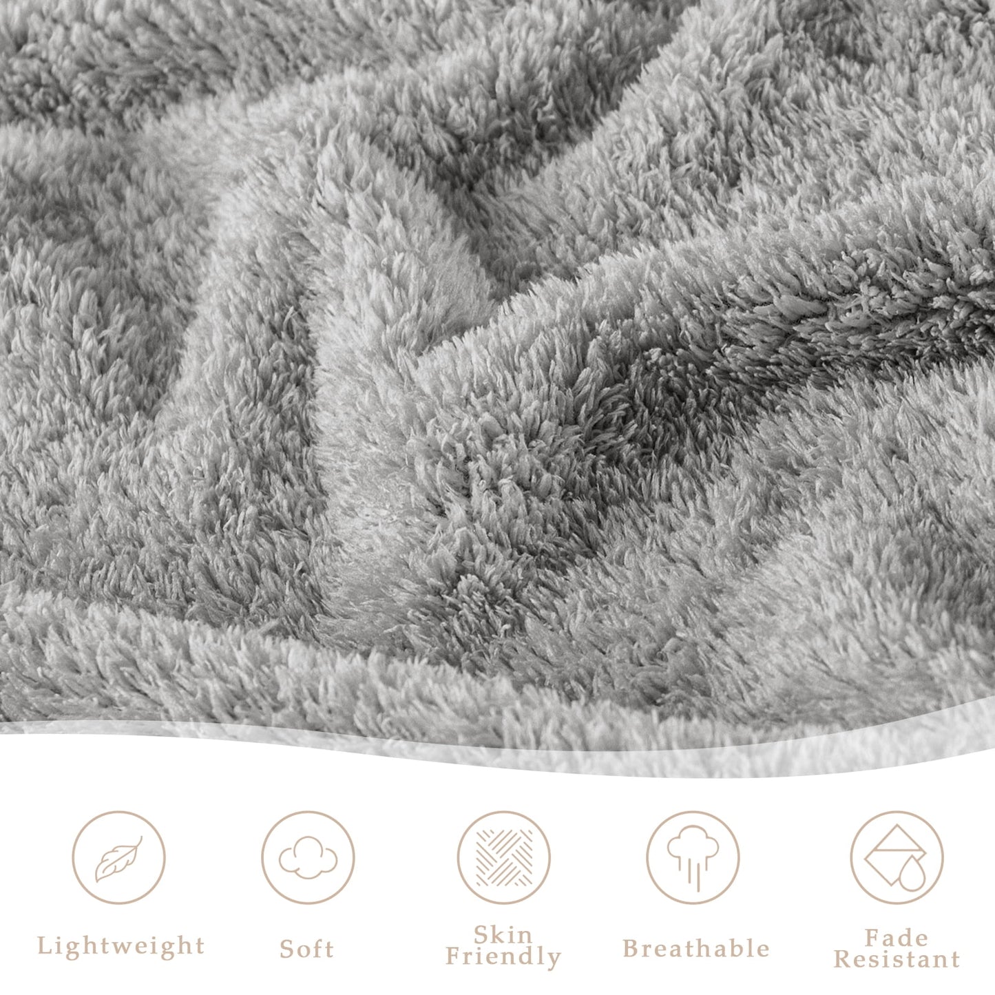 Exclusivo Mezcla Fuzzy Fleece Bed Blanket, Lightweight Fluffy Solid Velvet Blankets Queen Size, Suitable for All Seasons, 90x90 Inches, Light Grey