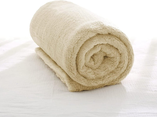 Exclusivo Mezcla Plush Baby Blanket, Soft and Warm Swaddle Throw Blanket, Infant, Newborn, Toddler and Kids Receiving Fleece Blankets for Crib Stroller (40x50 inches, Beige)