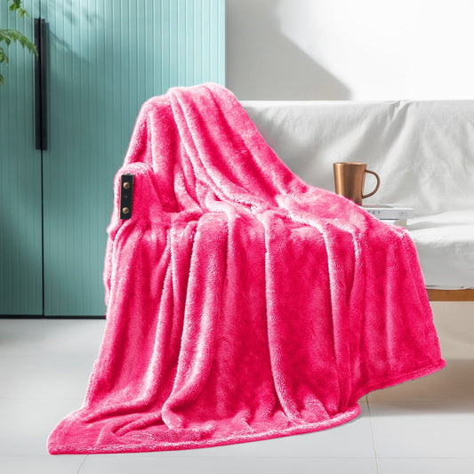 Exclusivo Mezcla Plush Extra Large Fleece Throw Blanket for Couch,Bed and Sofa (50x70 inches, Hot Pink) Soft, Warm, Lightweight