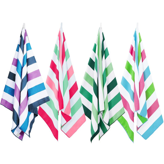 Exclusivo Mezcla Microfiber Quick Dry Beach Towel Set of 4, Oversized Sand Free Beach Towel for Travel/Camping/Sports (4 Pack, 35"X70") - Super Absorbent, Compact and Lightweight