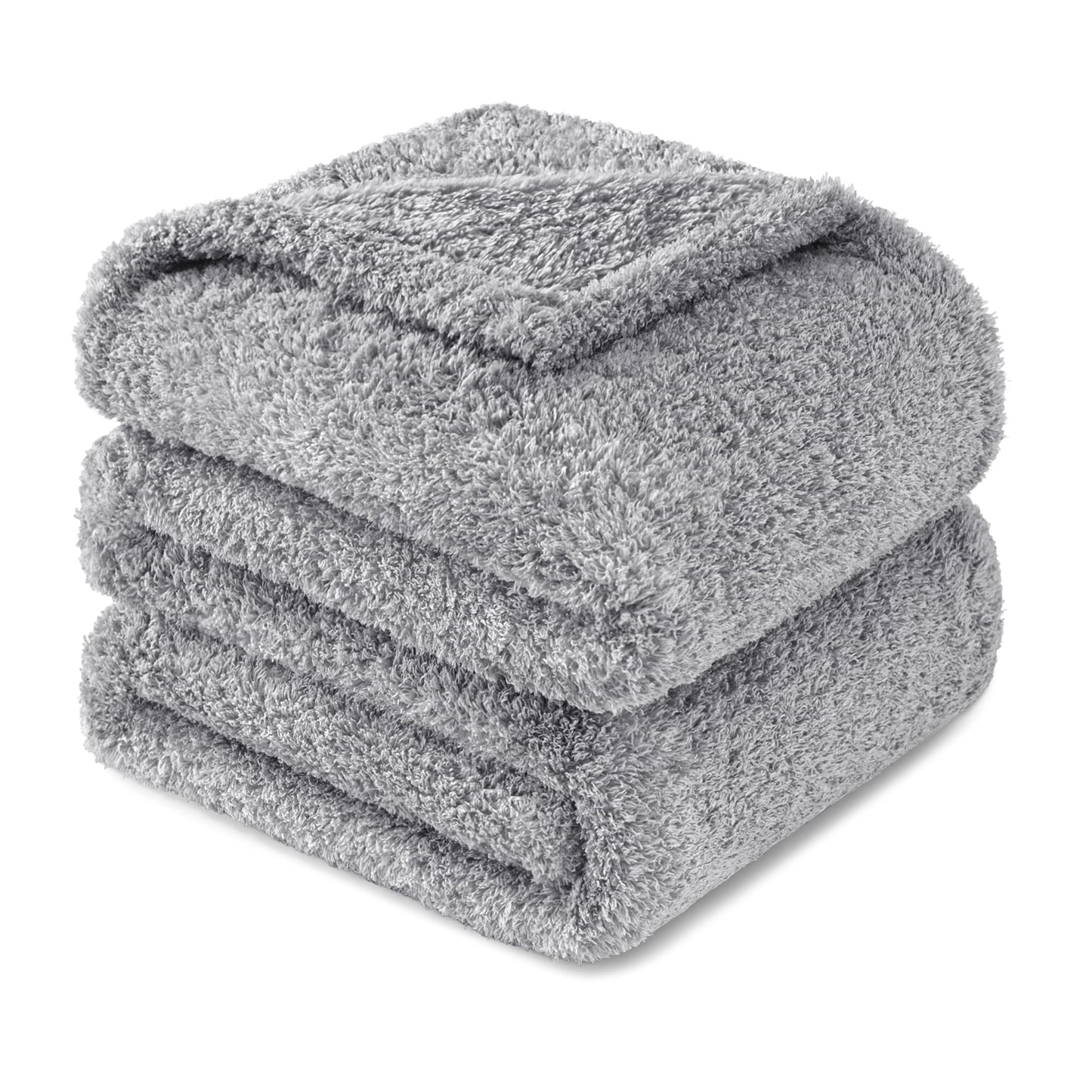 Exclusivo Mezcla Fuzzy Fleece Bed Blanket, Lightweight Fluffy Solid Velvet Blankets King Size, Suitable for All Seasons, 90x104 Inches, Light Grey