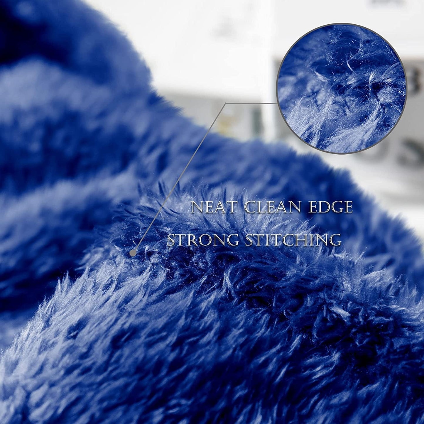 Exclusivo Mezcla Plush Fuzzy Fleece King Size Bed Blanket, Super Soft Fluffy and Thick Blankets for Travel Bed and Couch (Cobalt Blue, 90x104 inches)