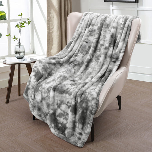 Exclusivo Mezcla Super Soft Tie Dye Blanket, Shaggy Plush Decorative Throw Blankets for Couch, Sofa, Bed, All Seasons (50x70 inches, Tie Dye Grey)