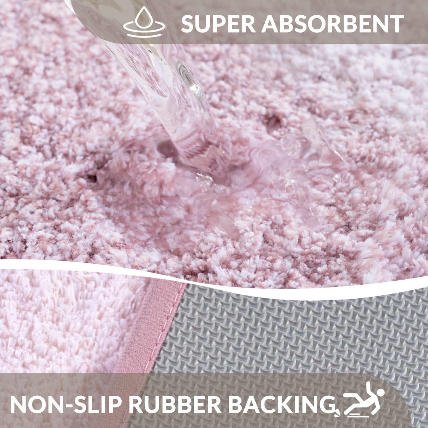 Exclusivo Mezcla Bathroom Rugs Mat 17x24, Extra Soft Non Slip Absorbent Water Microfiber Bath Rugs, Machine Washable Quick Dry Bath Mats for Bathroom Floor, Shower, Home Decor, Gradient Pink
