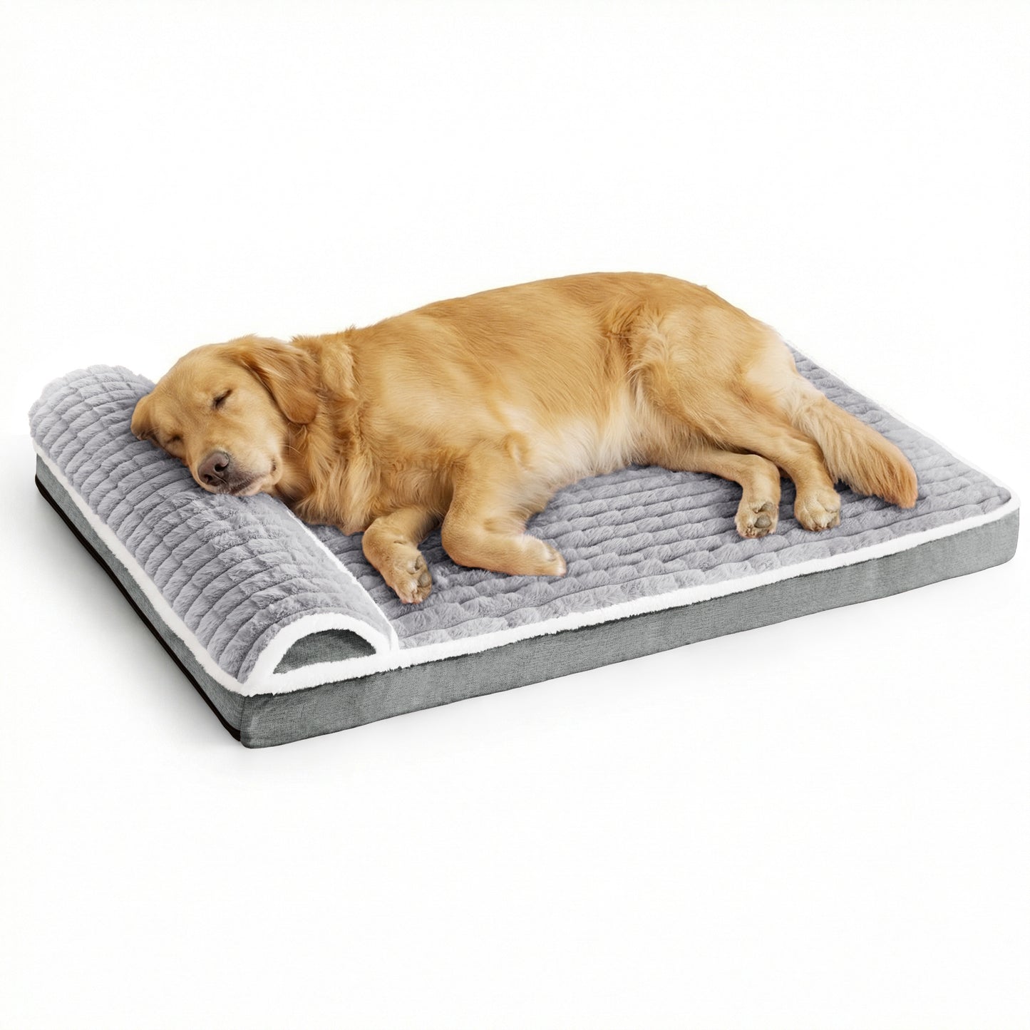 Exclusivo Mezcla Orthopedic Dog Bed with Head Pillow for Medium and Large Dogs, Removable and Machine-Washable Cover, 36"X24", Grey