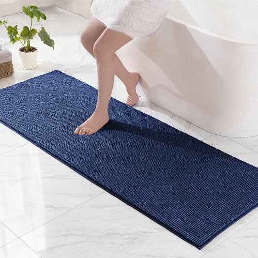 Exclusivo Mezcla Bathroom Rugs Mat 24x70, Extra Soft Absorbent Chenille Bath Rugs Mat, Quick Dry, Machine Washable Bath Mats for Bathroom Floor, Shower, Home Decor, Navy Blue
