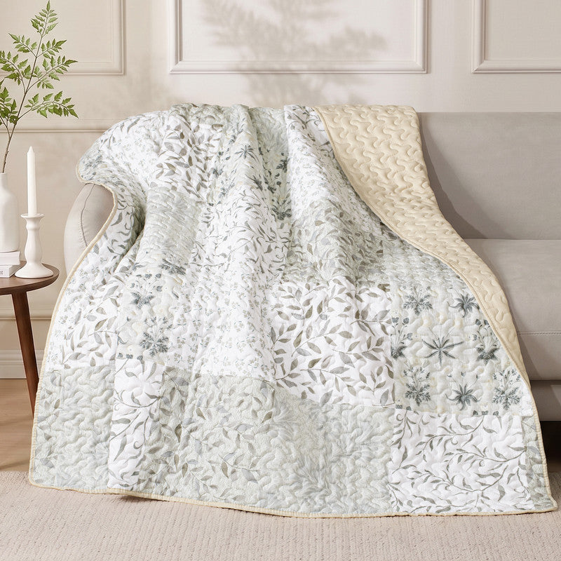 Exclusivo Mezcla Microfiber Boho Patchwork Pattern Quilted Throw Blanket for Bed, Soft and Lightweight Throw Quilt (60"x 80",Grey)