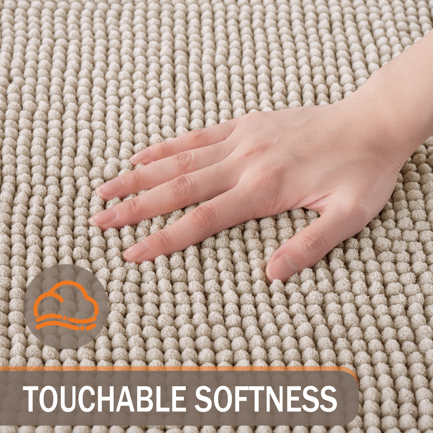 Exclusivo Mezcla Toilet Rugs U-Shaped 20x24, Extra Soft Absorbent Chenille Bath Rugs Mat, Quick Dry, Machine Washable Bath Mats for Toilet, Camel