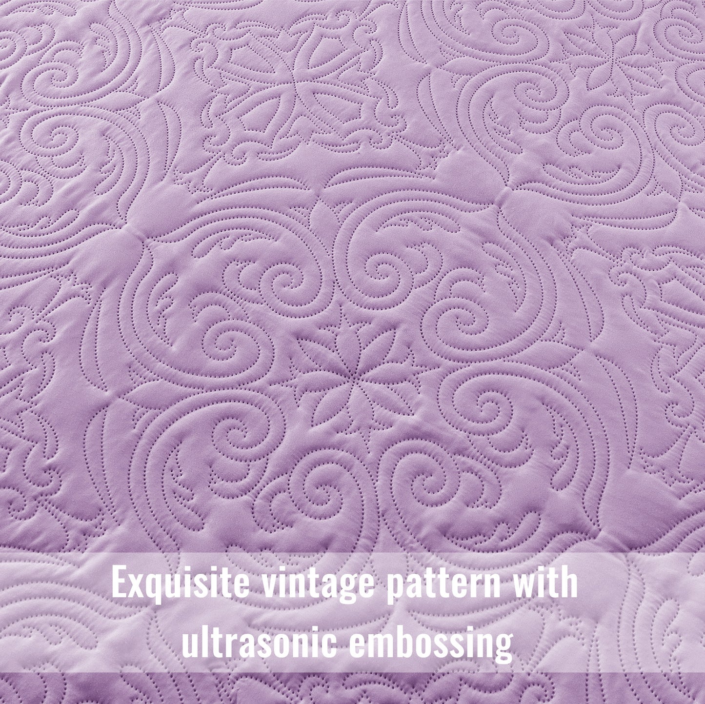 Exclusivo Mezcla Oversized King Quilt Bedding Set, Lightweight Vintage California Cal King Size Quilts with Pillow Shams, Soft Bedspreads Coverlets for All Seasons, (112"x104", Lilac)